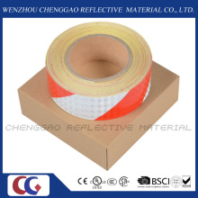 Vermelho e branco PVC listra precaução fita adesiva reflexiva (C3500-S)